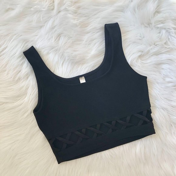 Lovely Day Tops - Lovely Day Crop Top Bra Cutouts Black M